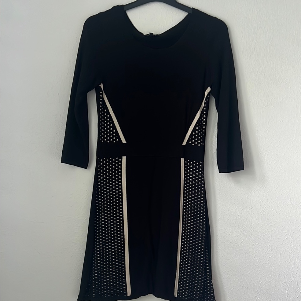 The Limited Black And White Sheath Dress With 3/4 Sleeves
